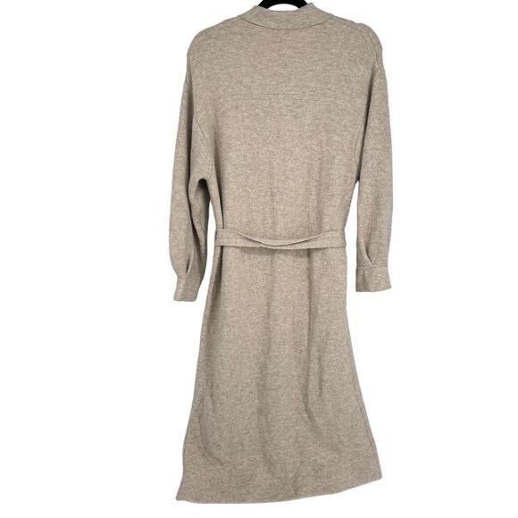 Sandro Hedwige Long Sleeve Button Down Sweater Shirt Dress Beige Size 1 - Picture 4 of 8